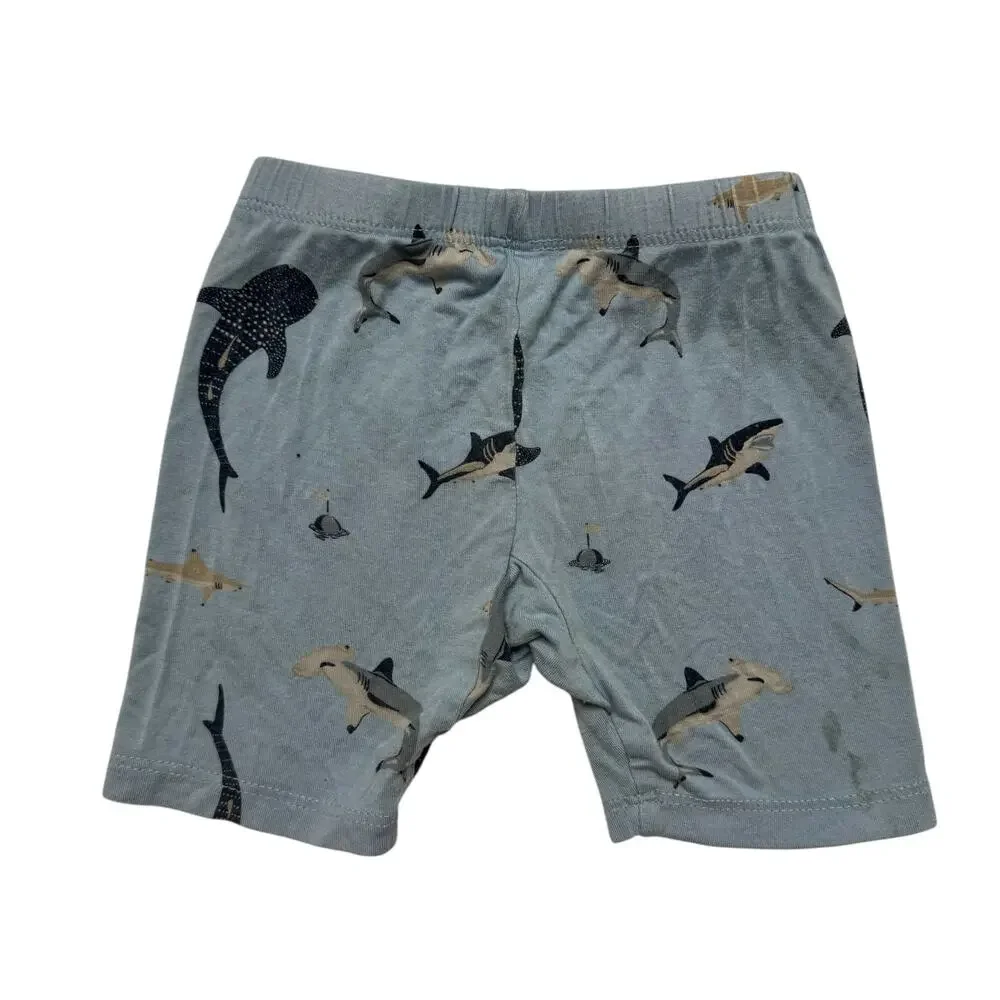 KYTE BABY Blue Sharks Pajama Shorts Size 2T Kids Bamboo Viscose Sleep